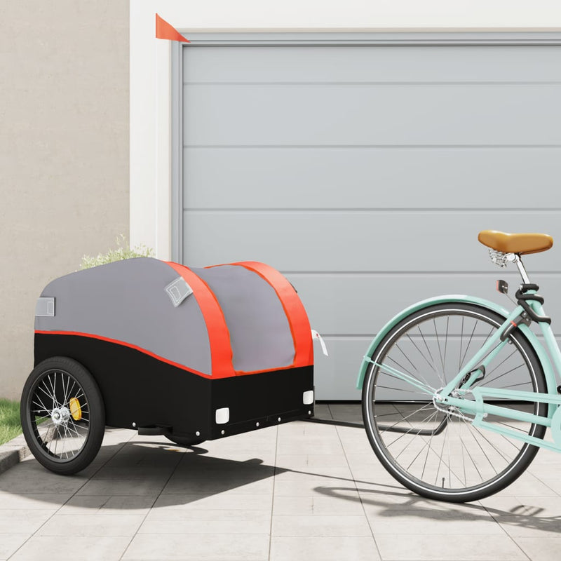 Load image into Gallery viewer, Vidaxl fietstrailer 45 kg ijzer zwart en oranje