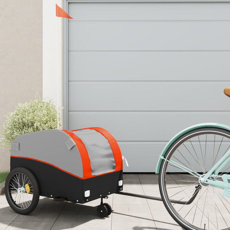 Load image into Gallery viewer, Vidaxl fietstrailer 30 kg ijzer zwart en oranje