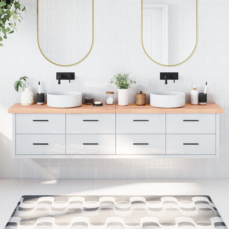 Load image into Gallery viewer, Vidaxl wastafelblad 220x40x(2-6) cm behandeld massief hout lichtbruin