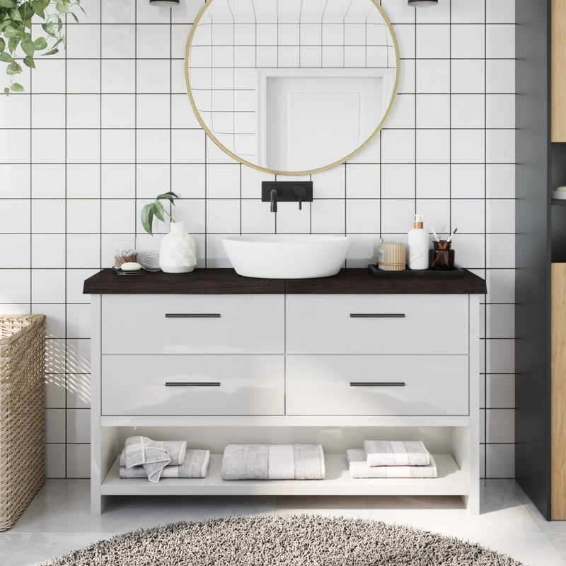 Load image into Gallery viewer, Vidaxl wastafelblad 120x30x(2-6) cm behandeld massief hout donkerbruin