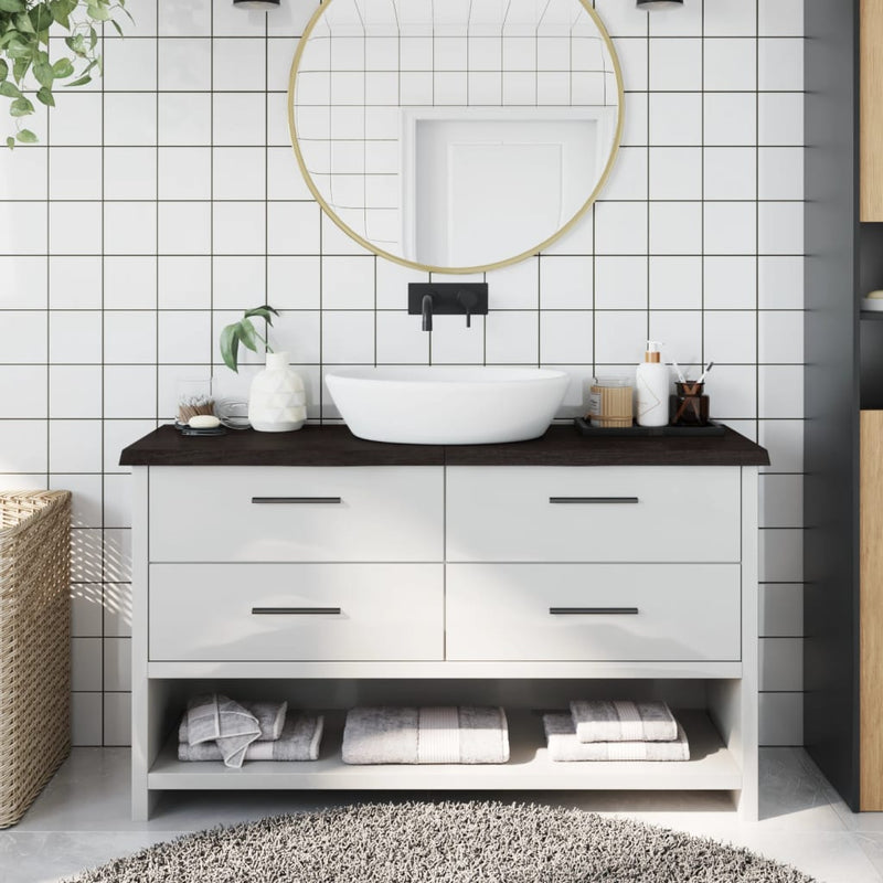 Load image into Gallery viewer, Vidaxl wastafelblad 120x40x(2-4) cm behandeld massief hout donkerbruin