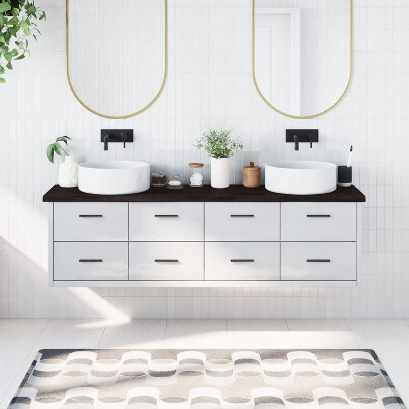 Load image into Gallery viewer, Vidaxl wastafelblad 180x30x(2-4) cm behandeld massief hout donkerbruin