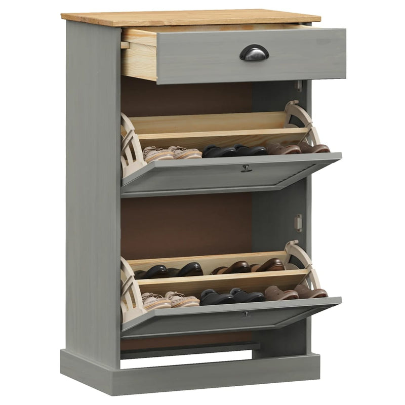 Load image into Gallery viewer, Vidaxl schoenenkast vigo 60x35x96 cm massief grenenhout grijs