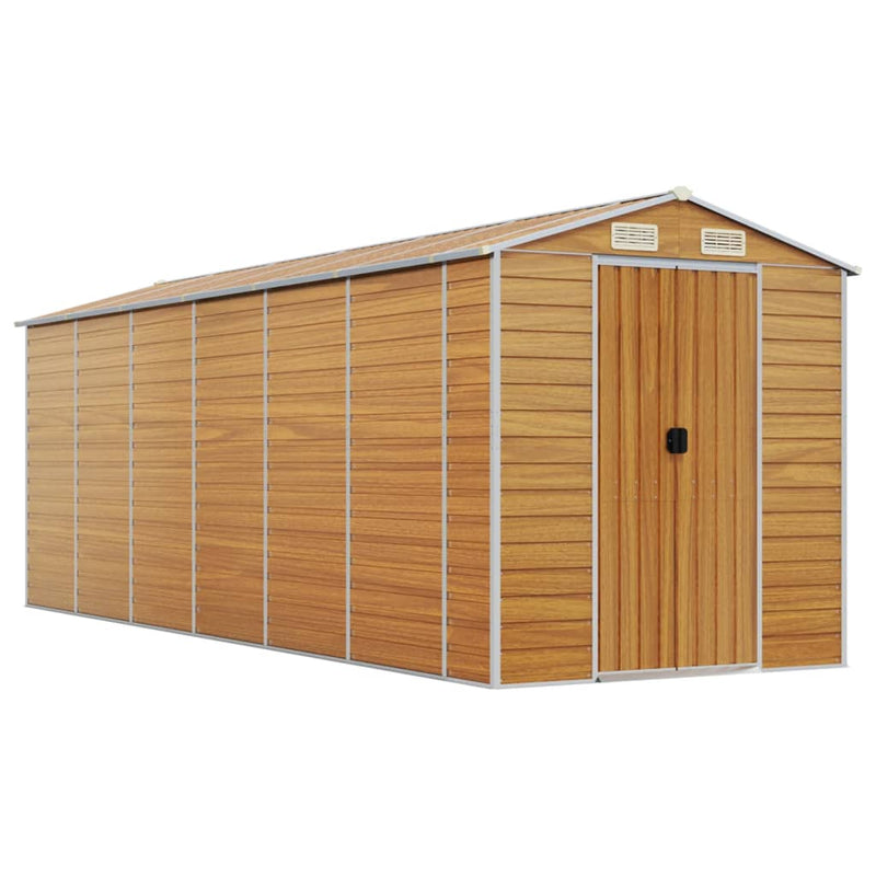 Load image into Gallery viewer, VidaXL Tuinschuur 191x555x198 cm gegalvaniseerd staal lichtbruin