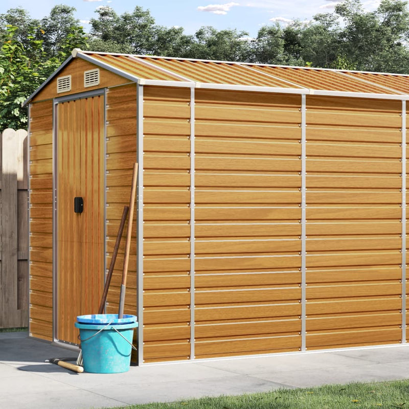 Load image into Gallery viewer, VidaXL Tuinschuur 191x810x198 cm gegalvaniseerd staal lichtbruin