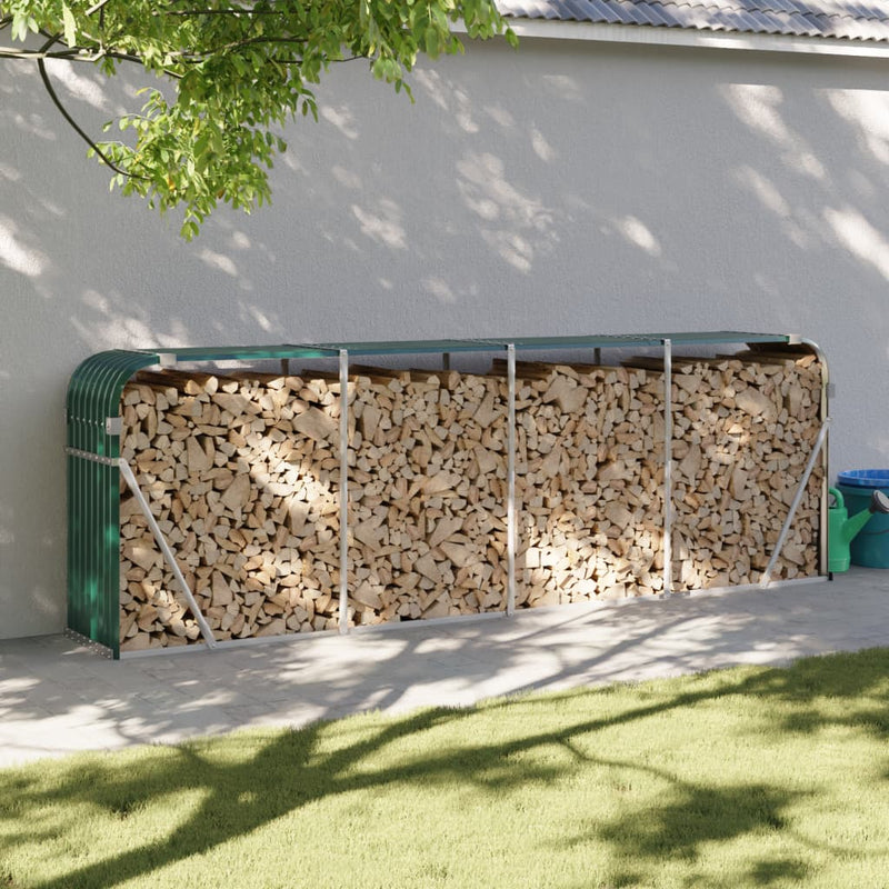 Load image into Gallery viewer, Vidaxl houthouder groen 300x45x100 cm gegalvaniseerd staal