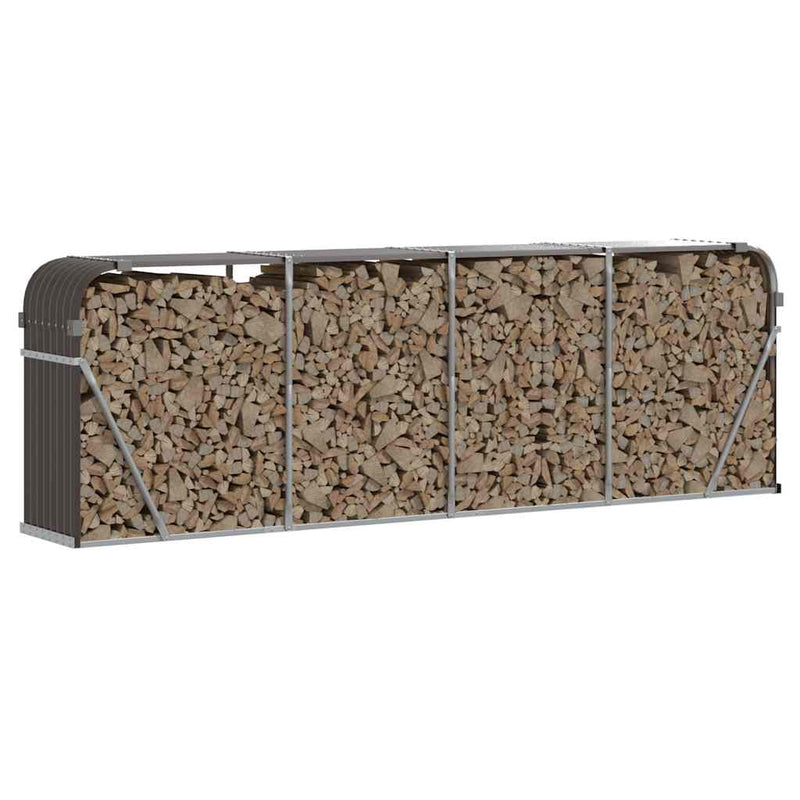 Afbeelding laden in galerijviewer, Vidaxl haardhoutopslag 300x45x100 cm gegalvaniseerd staal bruin