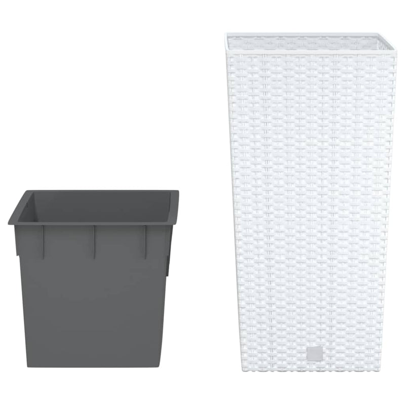 Load image into Gallery viewer, VidaXL Plantenbak met uitneembare bak rattan-look 11 26,5 L PP wit