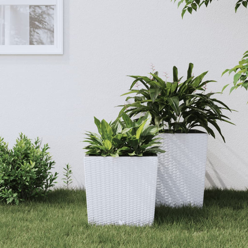 Load image into Gallery viewer, Vidaxl plantenbak met uitneembare bak rattan-look 21 32 l pp wit