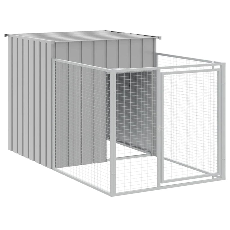 Load image into Gallery viewer, Vidaxl hondenhok met ren lichtgrijs 110x201x110 cm gegalvaniseerd staal