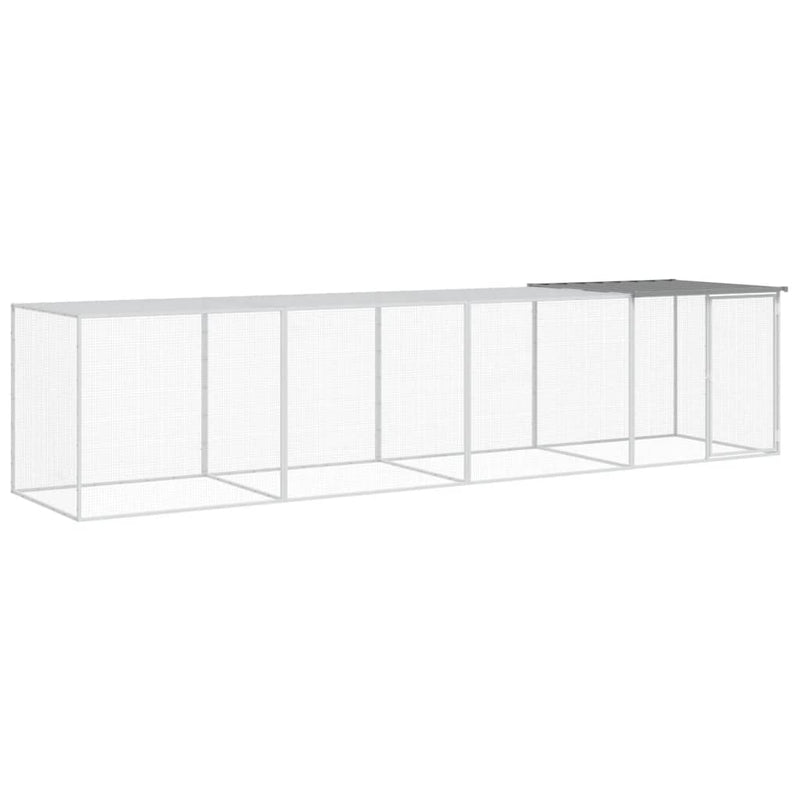 Load image into Gallery viewer, VidaXL Kippenhok met dak 403x98x90 cm gegalvaniseerd staal lichtgrijs