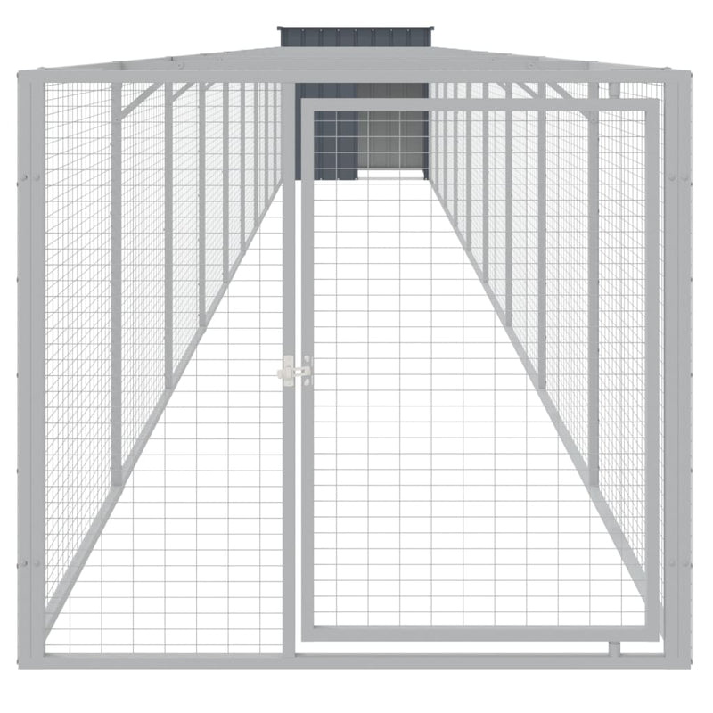 Load image into Gallery viewer, VidaXL Hondenhok met ren 110x1017x110 cm staal antracietkleurig