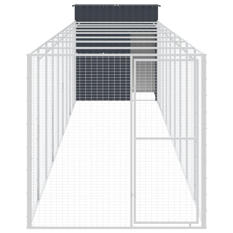 Load image into Gallery viewer, VidaXL Hondenhok met ren 165x1067x181 cm staal antraciet