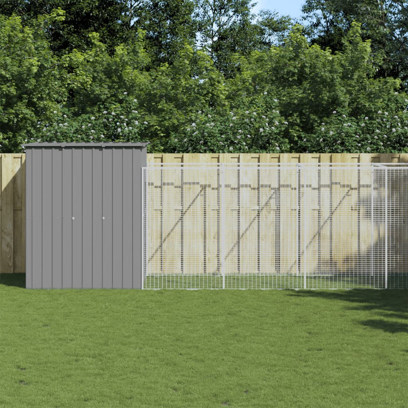 Load image into Gallery viewer, VidaXL Hondenhok met ren 165x1.067x181 cm staal lichtgrijs