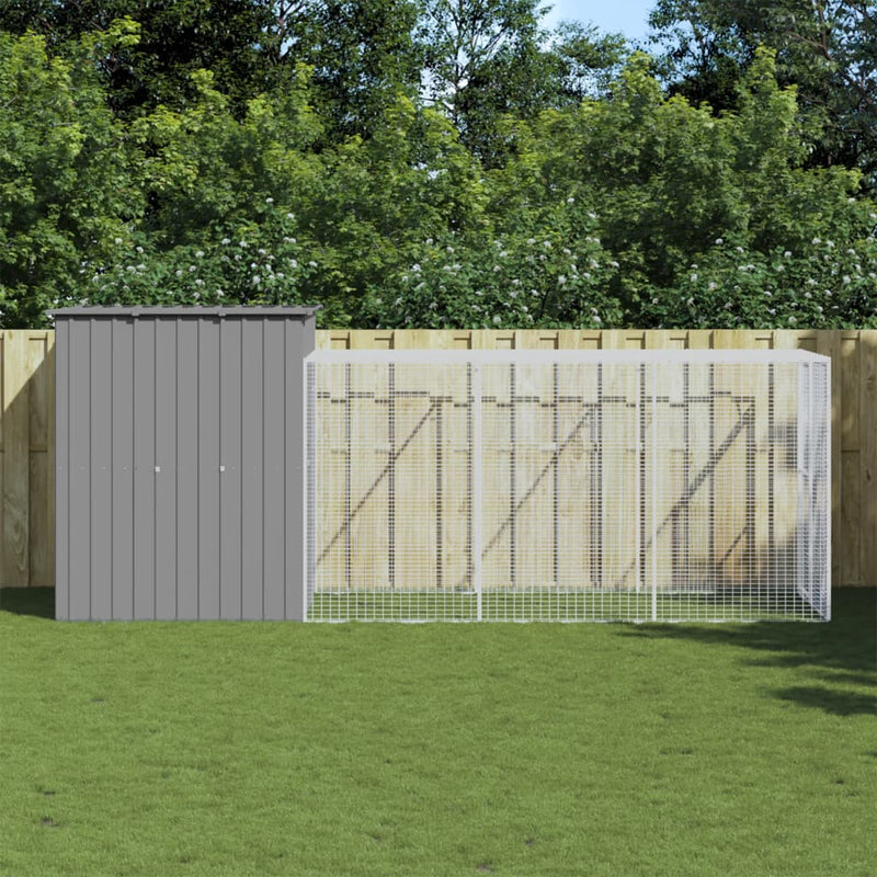 Load image into Gallery viewer, VidaXL Kippenhok met ren 165x455x181 cm staal lichtgrijs