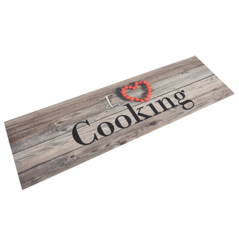Load image into Gallery viewer, Vidaxl keukenmat wasbaar cooking-print 45x150 cm fluweel grijs