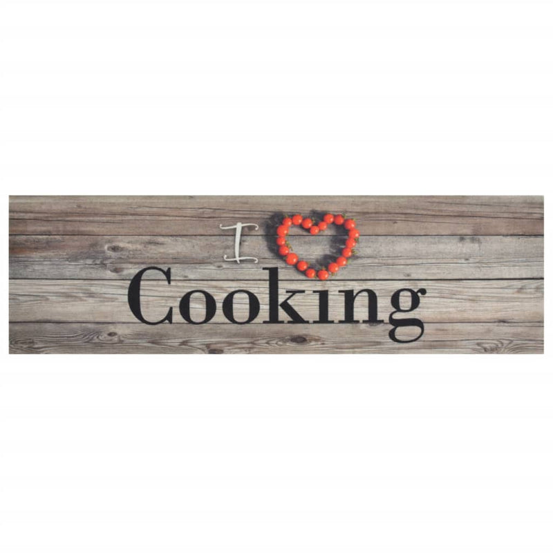 Load image into Gallery viewer, Vidaxl keukenmat wasbaar cooking-print 45x150 cm fluweel grijs