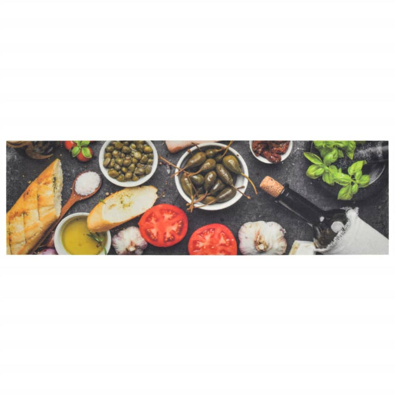 Load image into Gallery viewer, Vidaxl keukenmat wasbaar wijn- en dinerprint 45x150 cm fluweel