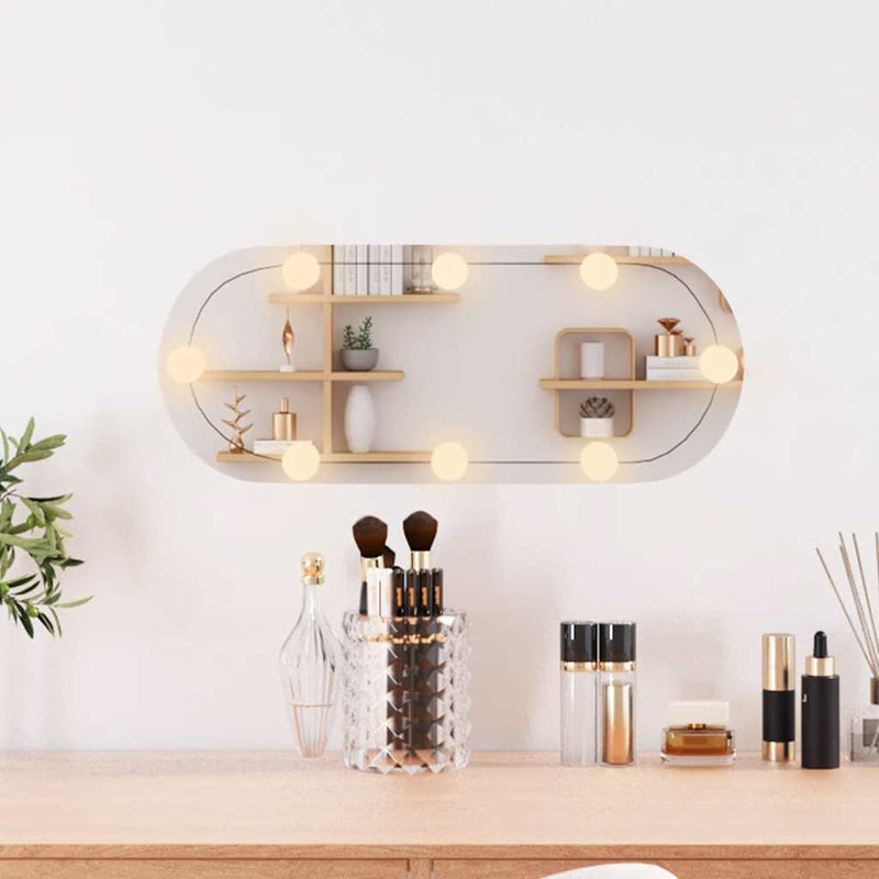 Load image into Gallery viewer, Vidaxl wandspiegel met led's ovaal 20x50 cm glas