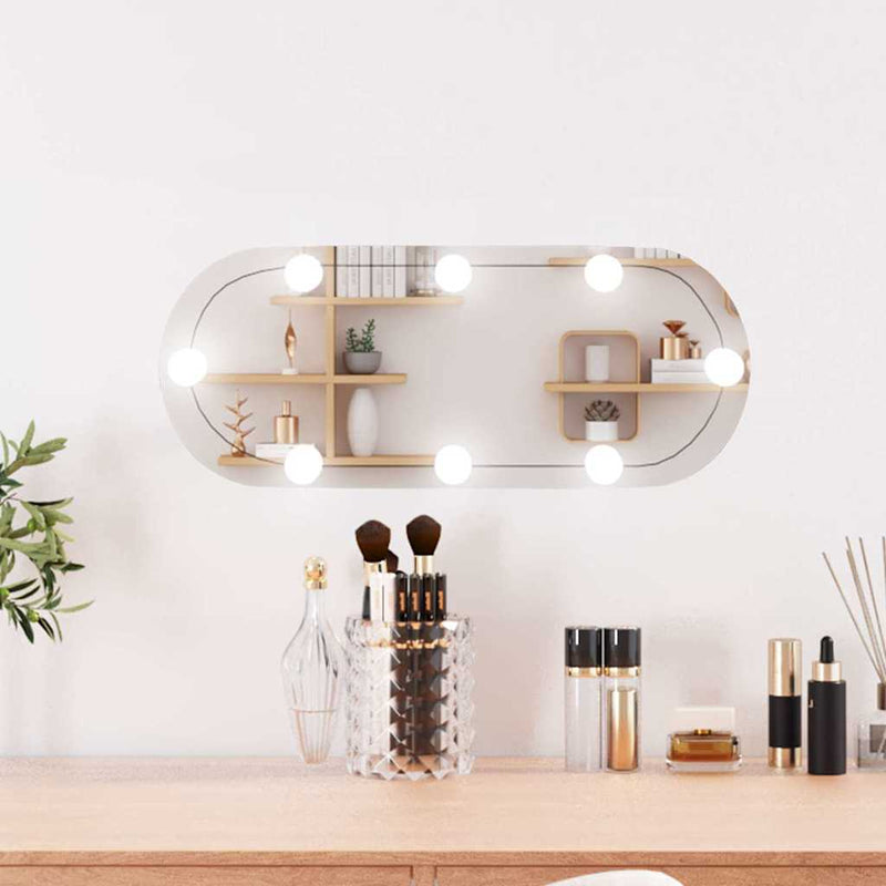 Load image into Gallery viewer, Vidaxl wandspiegel met led's ovaal 20x50 cm glas