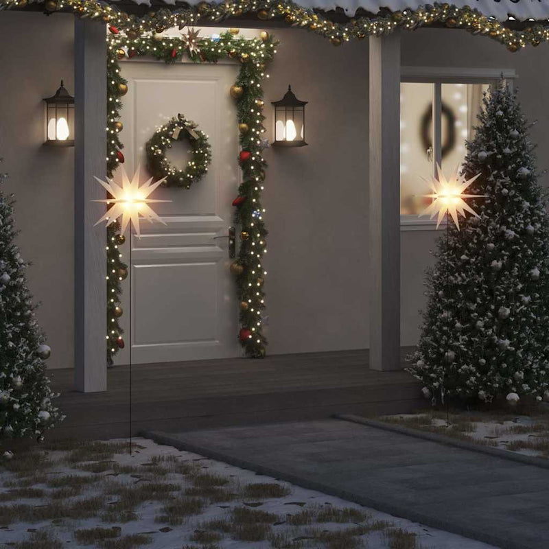 Afbeelding laden in galerijviewer, Vidaxl kerstlampen met grondpin en led's 3 st 57 cm wit