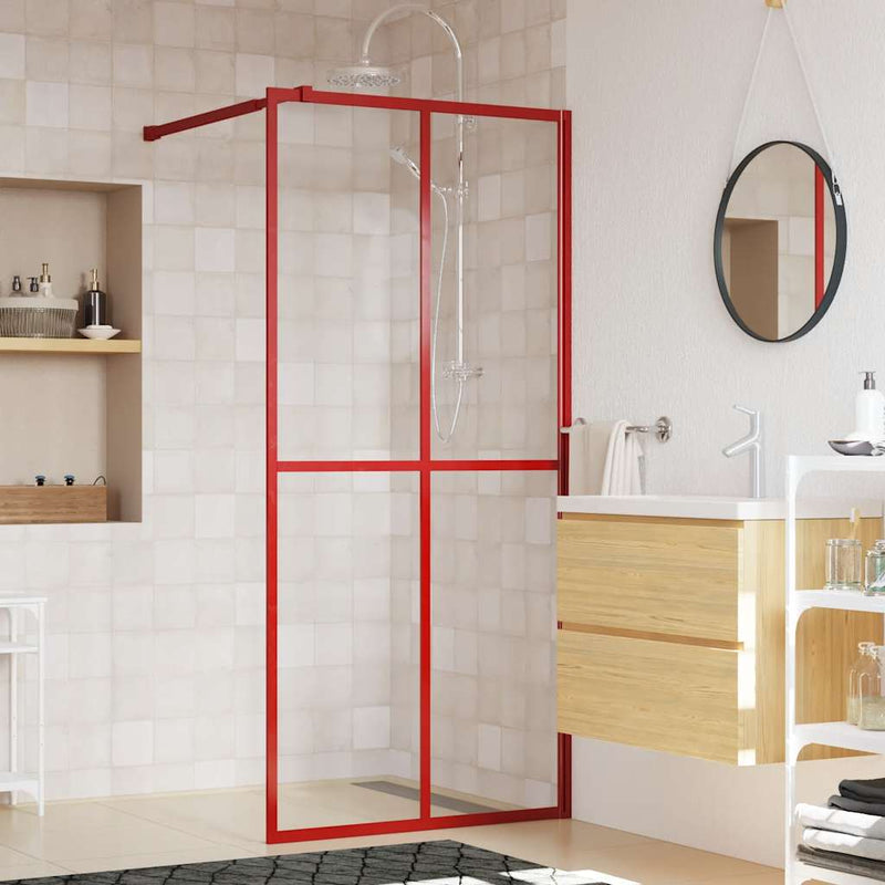 Load image into Gallery viewer, Vidaxl inloopdouchewand transparant 100x195 cm esg-glas rood