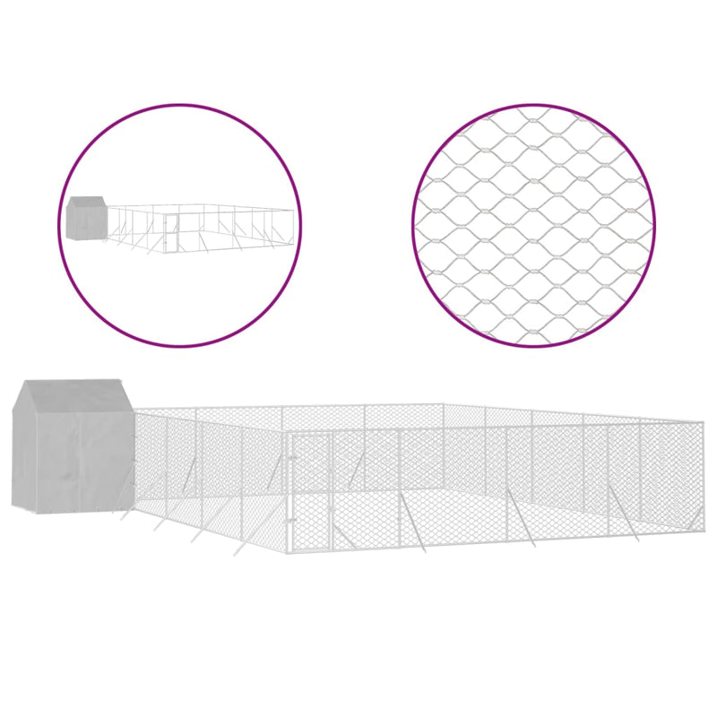 Load image into Gallery viewer, VidaXL Hondenkennel met dak 10x10x2,5 m gegalvaniseerd staal zilver