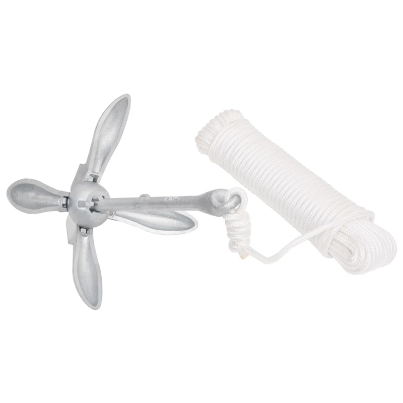 Load image into Gallery viewer, Vidaxl anker met touw inklapbaar 1,5 kg smeedijzer zilverkleurig