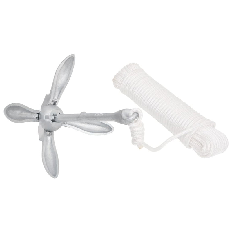 Load image into Gallery viewer, Vidaxl anker met touw inklapbaar 3,2 kg smeedijzer zilverkleurig