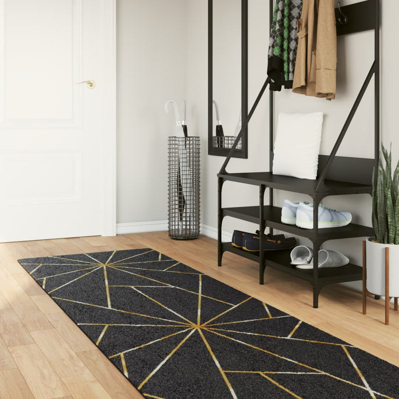 Load image into Gallery viewer, Vidaxl vloerkleed wasbaar anti-slip 80x300 cm zwart en goudkleurig