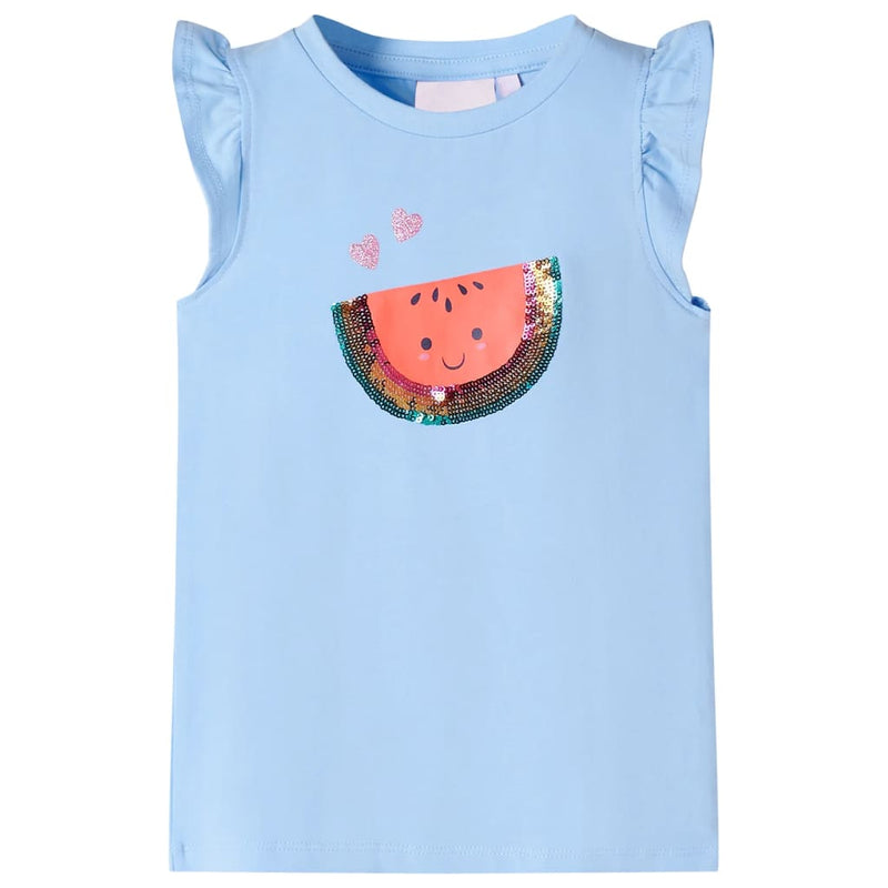 Load image into Gallery viewer, VidaXL Kindershirt met ruches aan de mouwen 128 lichtblauw