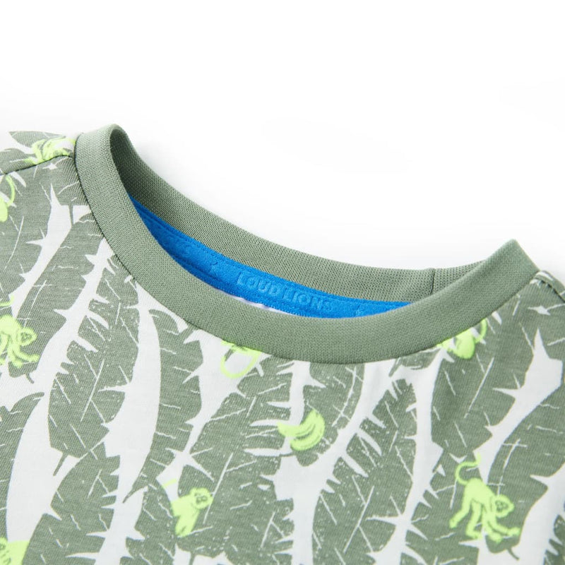 Load image into Gallery viewer, VidaXL Kindershirt 92 ecru en donkerklimopgroen