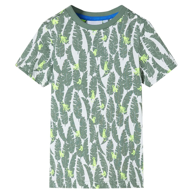 Load image into Gallery viewer, VidaXL Kindershirt 116 ecru en donkerklimopgroen