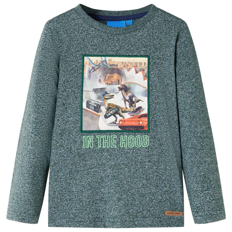 Load image into Gallery viewer, VidaXL Kindershirt met lange mouwen 128 gemêleerd donkergroen