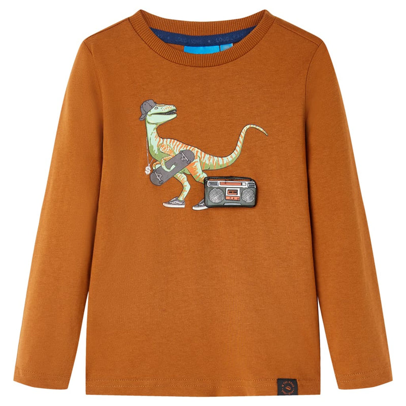 Load image into Gallery viewer, VidaXL Kindershirt met lange mouwen 104 cognackleurig
