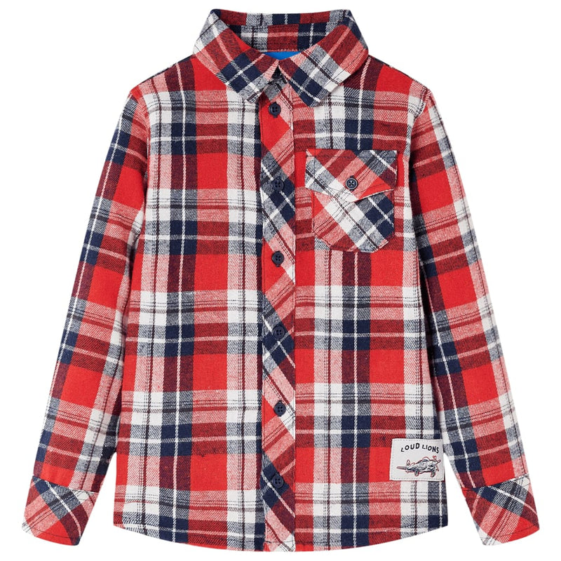 Load image into Gallery viewer, VidaXL Kinderoverhemd geruit 140 rood en marineblauw