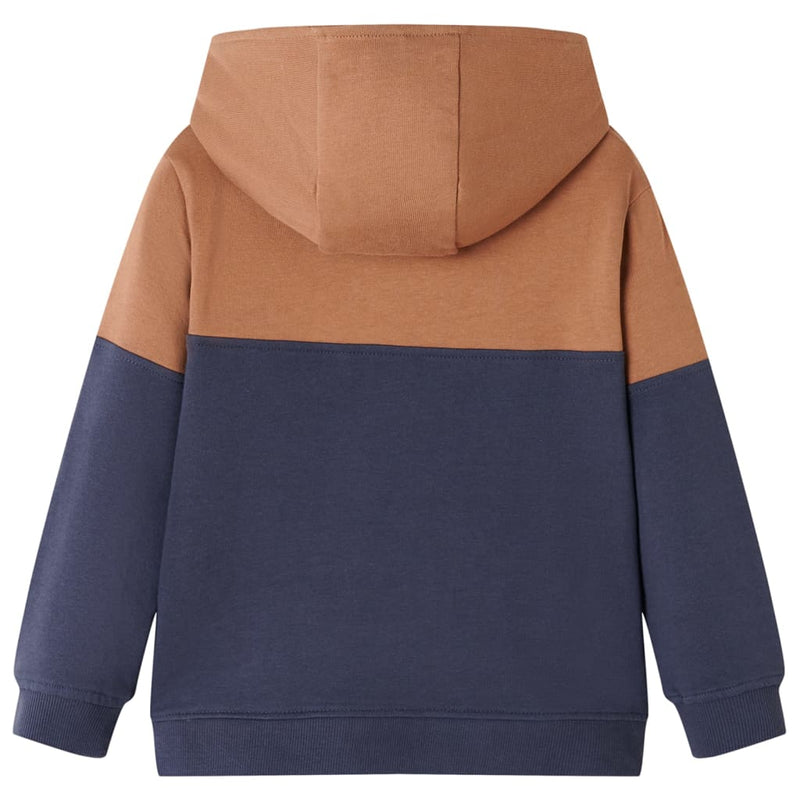 Load image into Gallery viewer, Vidaxl kindersweater met capuchon halve rits 92 antraciet- en cognackleurig
