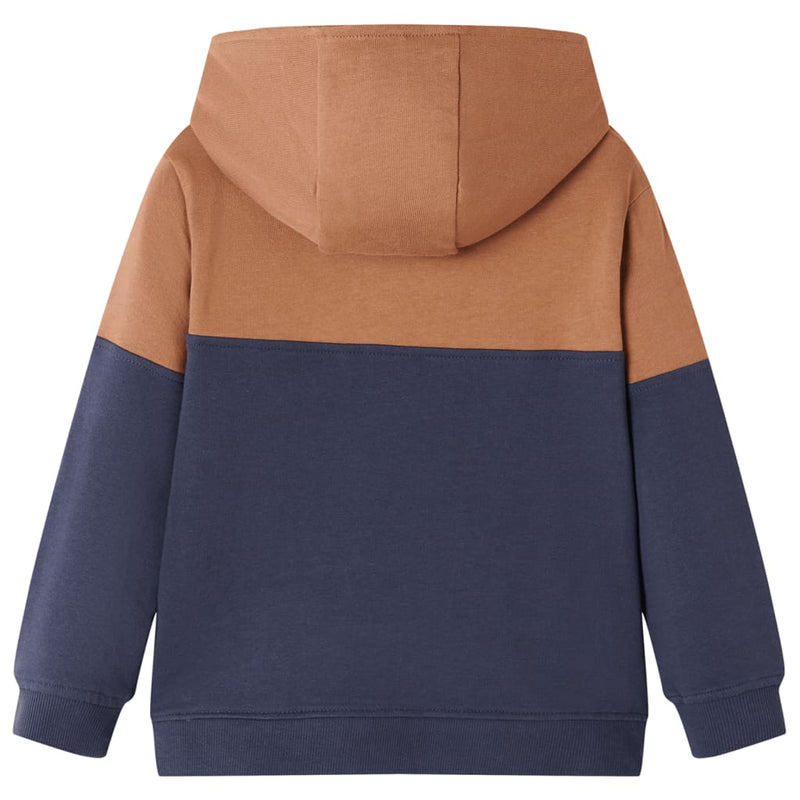 Load image into Gallery viewer, VidaXL Kindersweater met capuchon halve rits 128 antracieten cognackleurig