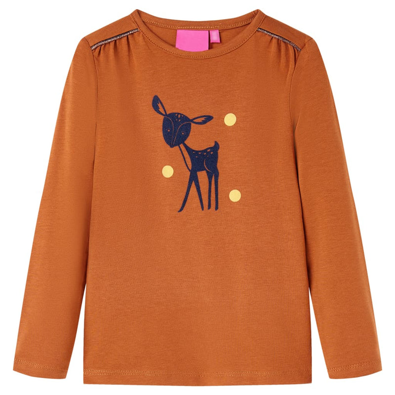 Load image into Gallery viewer, Vidaxl kindershirt met lange mouwen 140 cognackleurig