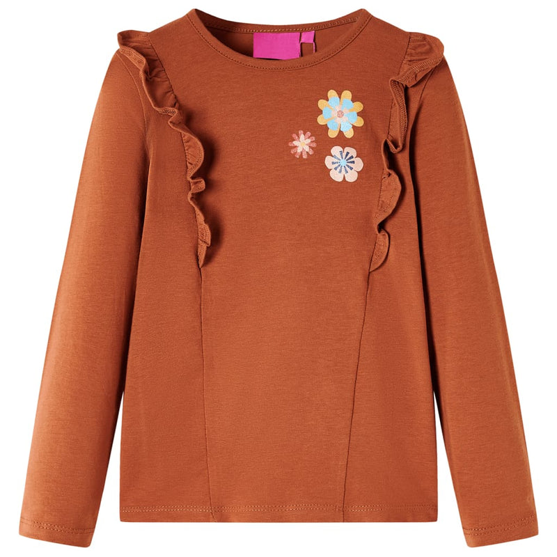 Load image into Gallery viewer, Vidaxl kindershirt met lange mouwen 140 cognackleurig