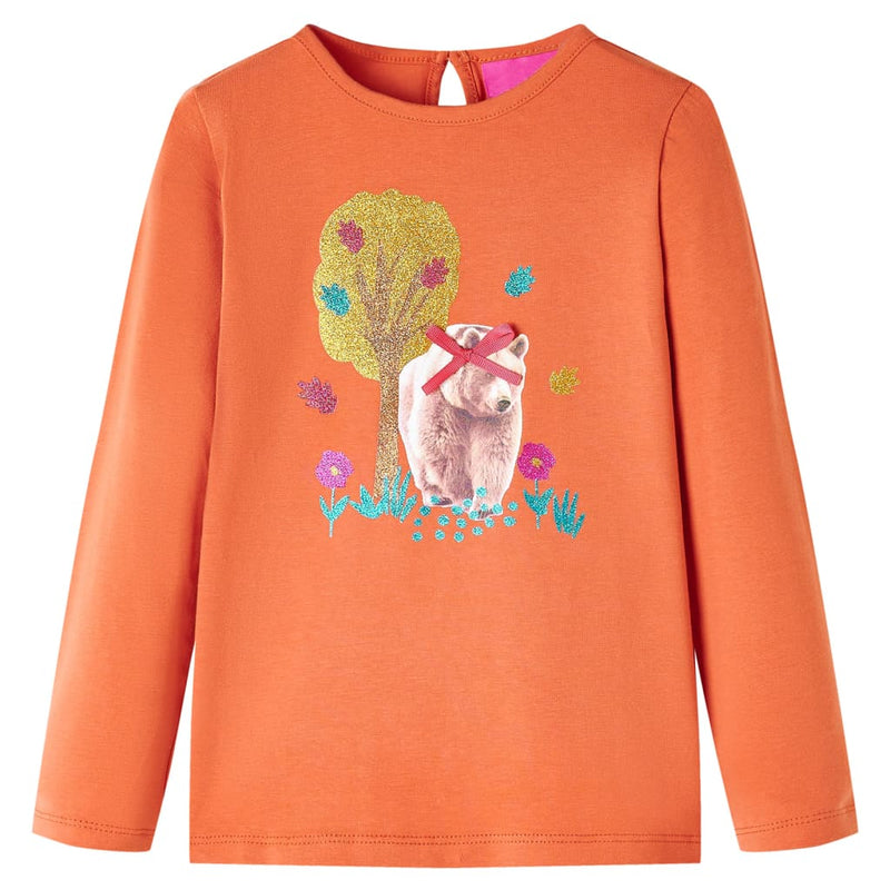 Load image into Gallery viewer, VidaXL Kindershirt met lange mouwen 128 oranjebruin