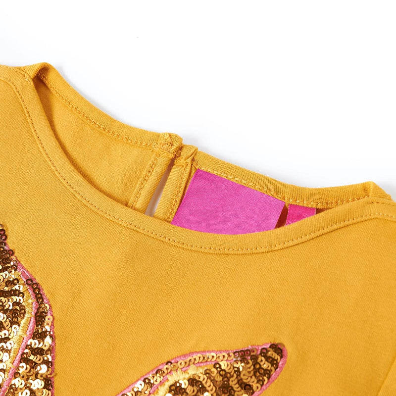 Afbeelding laden in galerijviewer, Vidaxl kindershirt met lange mouwen 128 okerkleurig