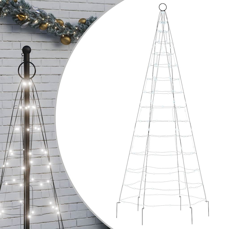 Load image into Gallery viewer, Vidaxl led-kerstboom aan vlaggenmast 200 led's koud wit 180 cm