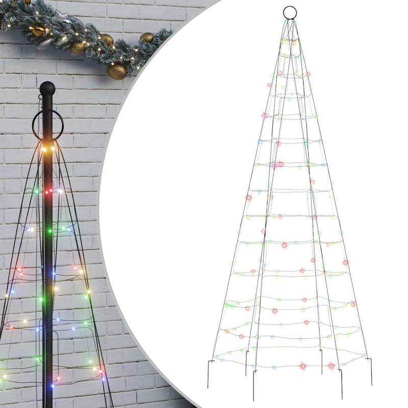 Load image into Gallery viewer, Vidaxl led-kerstboom op vlaggenmast 200 leds kleurrijk 180 cm
