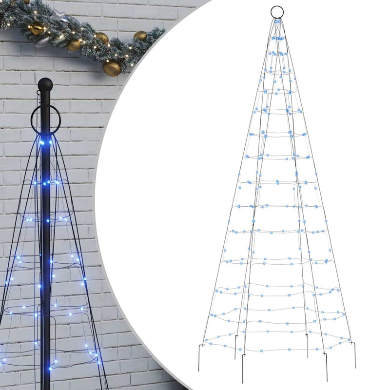 Load image into Gallery viewer, Vidaxl led-kerstboom aan vlaggenmast 200 led's 180 cm blauw