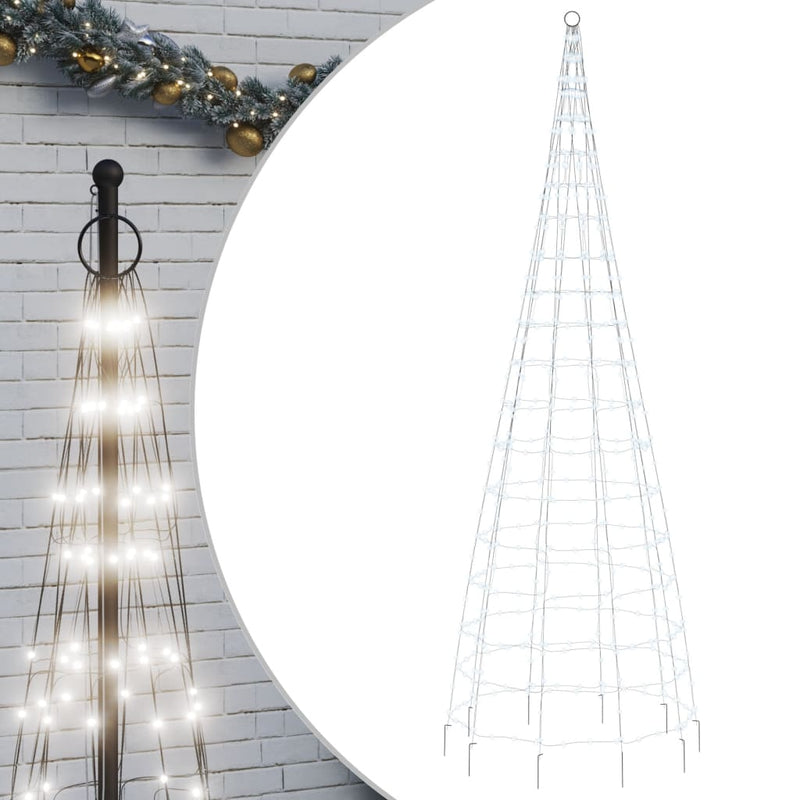 Load image into Gallery viewer, Vidaxl led-kerstboom aan vlaggenmast 550 leds koud wit 300 cm