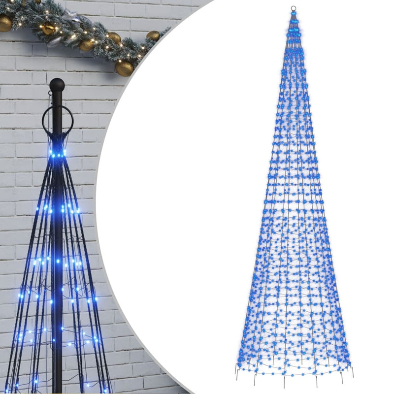 Load image into Gallery viewer, Vidaxl led-kerstboom aan vlaggenmast 1534 leds 500 cm blauw