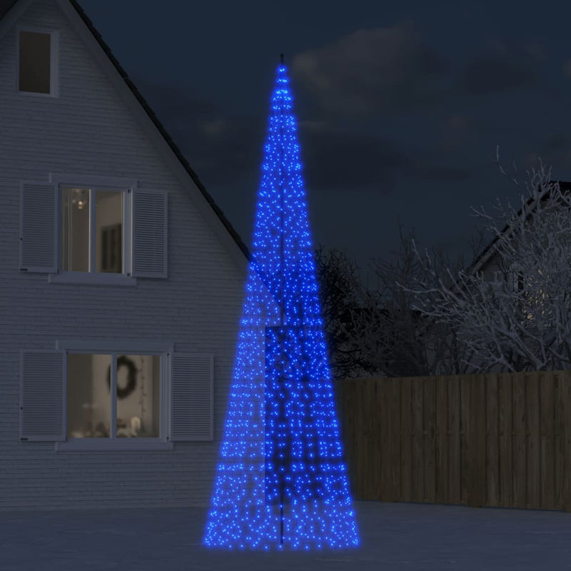 Load image into Gallery viewer, Vidaxl led-kerstboom aan vlaggenmast 1534 leds 500 cm blauw
