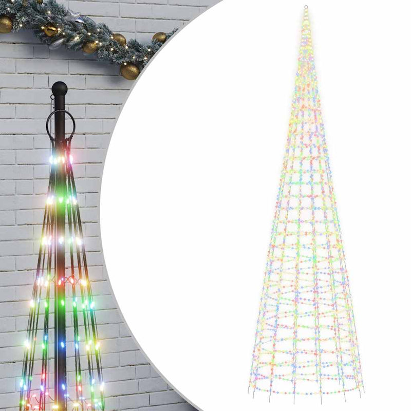Afbeelding laden in galerijviewer, Vidaxl led-kerstboom aan vlaggenmast 3000 leds kleurrijk 800 cm