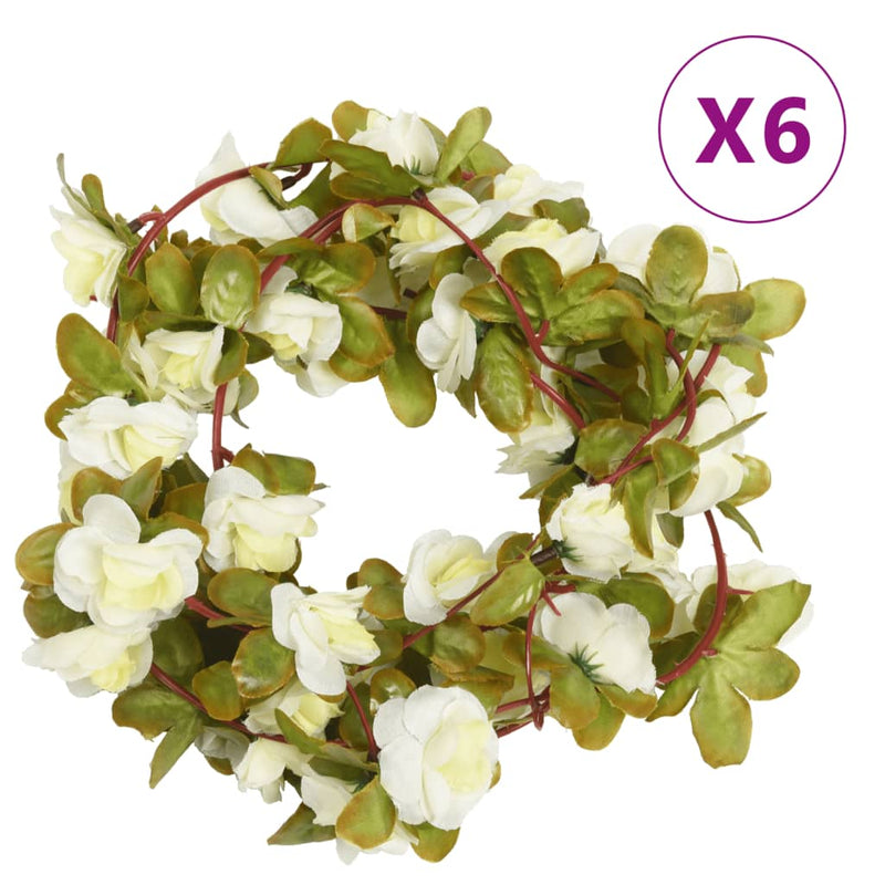 Load image into Gallery viewer, Vidaxl kerstslingers met bloemen 6 st 250 cm wit